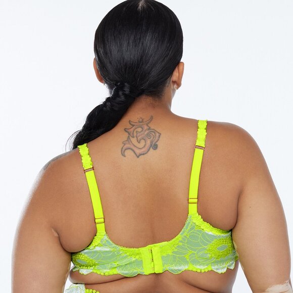 Savage x Fenty Perfect Poppies Unlined Lace Green Demi Bra 38D - Picture 2 of 8